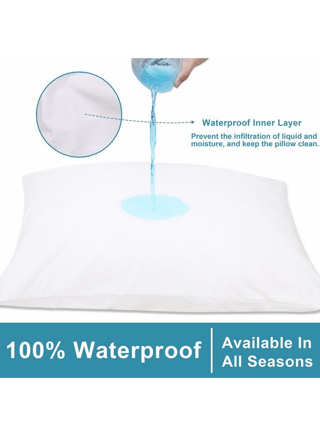 NTBAY NTBAY 4 Pack Zippered Waterproof Toddler Pillow Protectors, Super Soft Quiet Zip Baby Pillow Protectors, 13x18 Inches Jersey Pure White Waterproof Pillow Cases Covers - Image 3