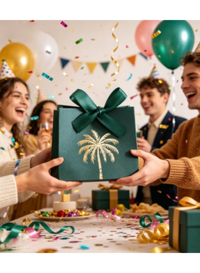 MEIKENA 10Pcs Saudi National Day Gift Bags  Green Gold Palm Tree Favor Boxes, I Love Saudi Arabia Party Candy Treat Boxes for National Day Celebration Wedding Birthday Decorations - Image 2