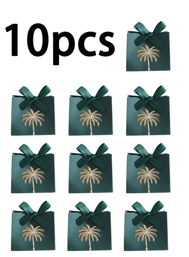 MEIKENA 10Pcs Saudi National Day Gift Bags  Green Gold Palm Tree Favor Boxes, I Love Saudi Arabia Party Candy Treat Boxes for National Day Celebration Wedding Birthday Decorations - Image 1