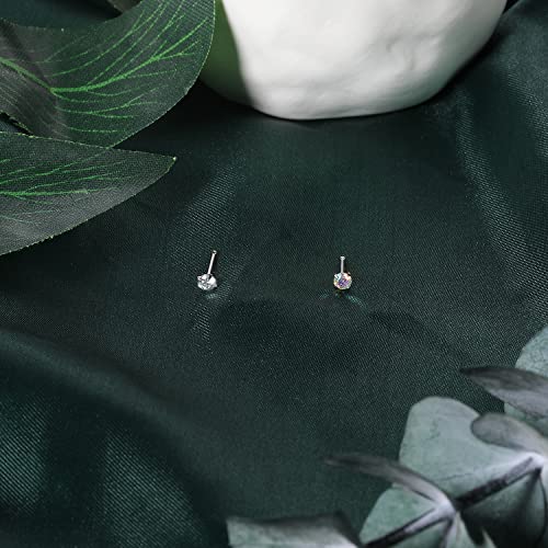 BodyAce 18K White Gold Nose Rings for Women Men, 20g Real Solid 18k Nose Rings Studs, Simulated Diamond Nose Piercing Jewelry 1.5mm 2mm 3mm (B:Bone) - Image 3