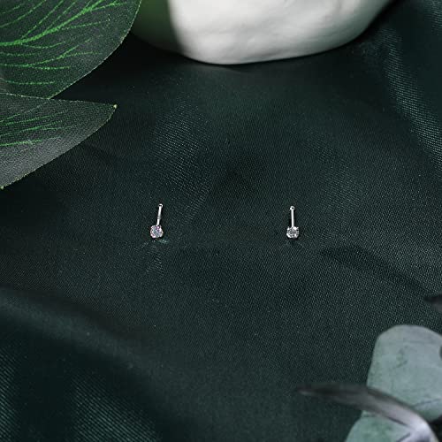 BodyAce 18K White Gold Nose Rings for Women Men, 20g Real Solid 18k Nose Rings Studs, Simulated Diamond Nose Piercing Jewelry 1.5mm 2mm 3mm (B:Bone) - Image 4