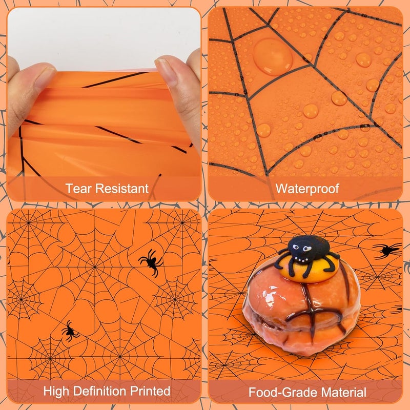 Litmitfu 2 Pcs Halloween Tablecloth - Plastic Halloweens Spider Webs Table Cloth, Orange Disposable Rectangle Spiderweb Table Cover for Halloween Party Decorations Supplies Favors Tables Decor, 108 x 54 Inch - Image 5