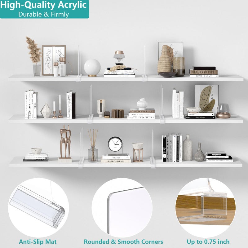 Aolloa 6 Pcs Shelf Dividers For Closet Organization Acrylic Clear Closet Shelf Divider For Wooden Shelving Suitable For Wooden Or Vertical Shelves Or Bedroom Kitchen And Office - Image 3