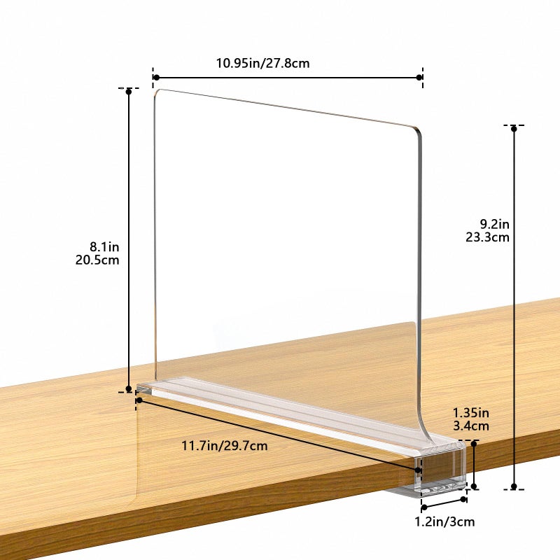 Aolloa 6 Pcs Shelf Dividers For Closet Organization Acrylic Clear Closet Shelf Divider For Wooden Shelving Suitable For Wooden Or Vertical Shelves Or Bedroom Kitchen And Office - Image 2