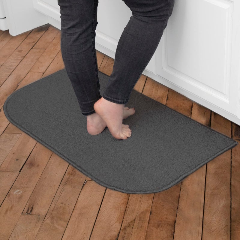 Ritz Solid Accent Rug 18 x 30 Stain Resistant Kitchen or Living Room Floor Mat Latex Backing Machine Washable Graphite