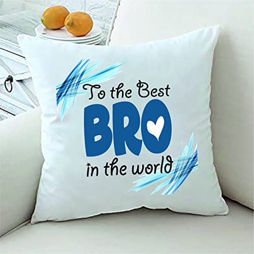 PICRAZEE “Best Bro in The World” Gift for Brother on Birthday | Raksha Bandhan (1 pc12”x12” Satin Cushion with Filler, Coffee Mug&Fridge Magnet) (Best Bro in The World) - Image 2