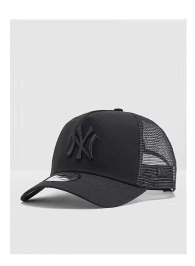 NEW ERA All - Black NY Logo Mesh Trucker Cap