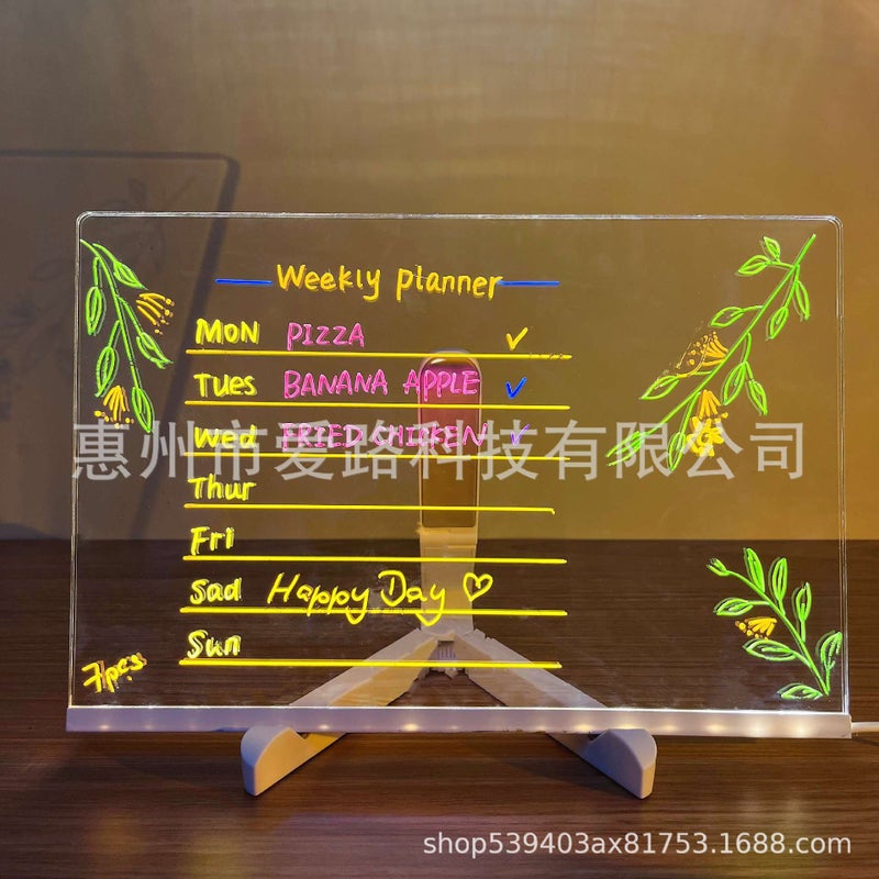 Generic diy erasable luminous acrylic transparent writing board message board small blackboard Billboard stall led fluorescent board  - Image 1