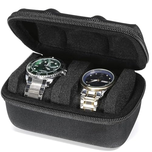 Quakzapp 8 Slot Travel Watch Case Organizer Watch Box With Zipper Heavy Duty Nylon Exterior, Fits all Wrist watches & Smart Watches, with form-fiting watch pillow (8 SLOT WATCH BOX) - Image 1