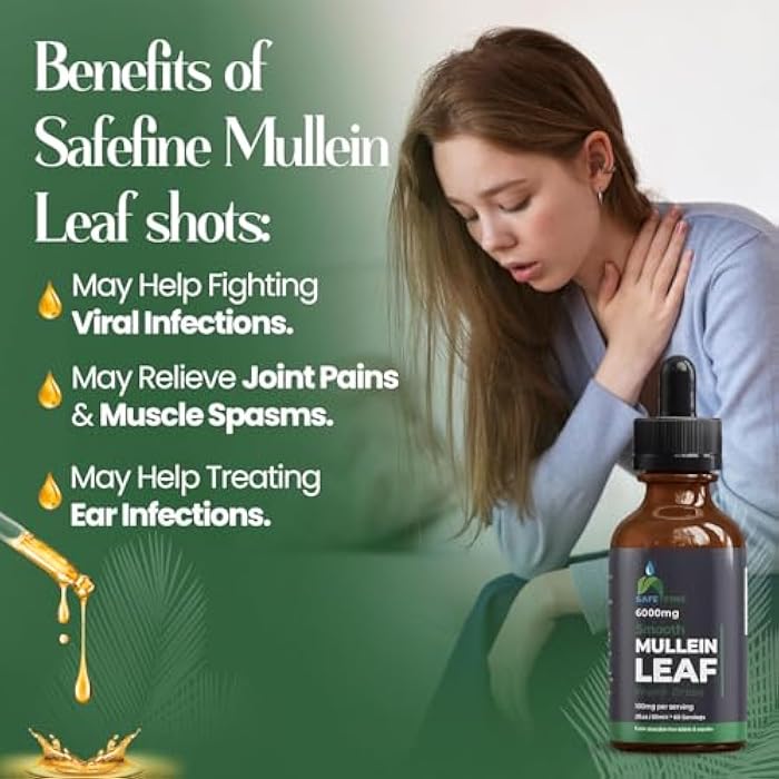 safefine Mullein Leaf Extract Drops 2 fl oz (60ml) – Alcohol Free Liquid Herbal Supplement for Lung Support – Vegan, Non-GMO – Dropper Included - Image 4