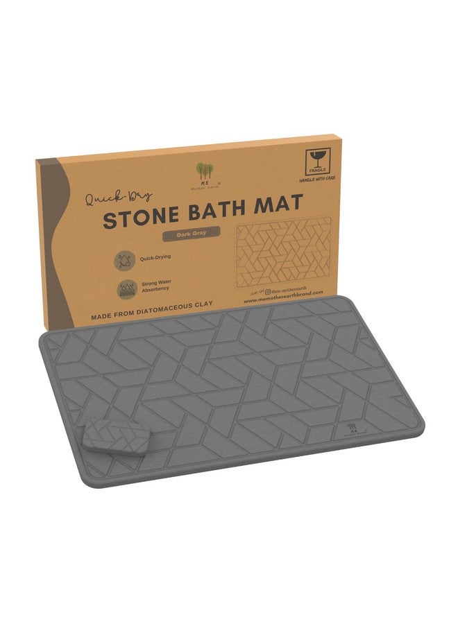 ME MOTHER EARTH ME MOTHER EARTH Quick Dry Diatomaceous Earth Floor Stone Bath and Kitchen Dish Drying Mat, Bathroom Non-Slip Shower Mat, Super Absorbent Pad, Eco Friendly, Easy to Clean, Sustainable, Dark Grey  - Image 1