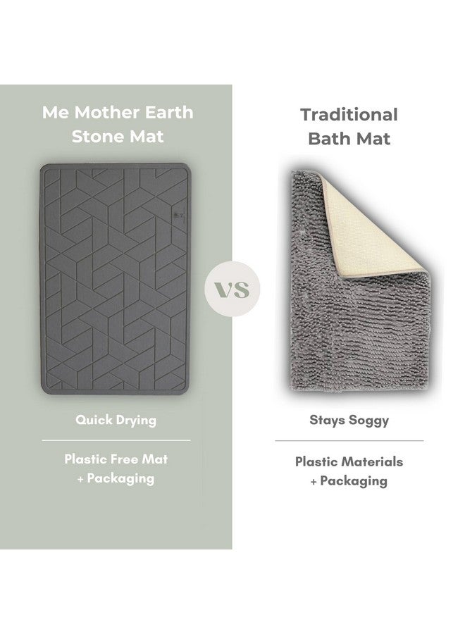 ME MOTHER EARTH ME MOTHER EARTH Quick Dry Diatomaceous Earth Floor Stone Bath and Kitchen Dish Drying Mat, Bathroom Non-Slip Shower Mat, Super Absorbent Pad, Eco Friendly, Easy to Clean, Sustainable, Dark Grey  - Image 2