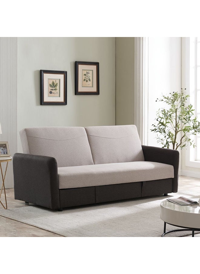 DANUBE HOME - أريكة سياتل 3 مقاعد من القماش قابلة للتحويل بثلاثة مقاعد للنوم أريكة سرير تصميم حديث أثاث غرفة المعيشة L 203 × العرض 90 × الارتفاع 90 سم القهوة والبيج - Image 1