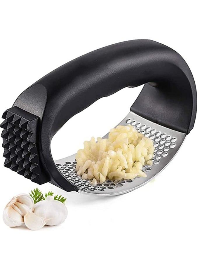 Generic Garlic Press, Stainless Steel Garlic Crusher, Multifunction Kitchen Gadgets Garlic Chopper with Ergonomic Handle, Silicone Garlic Peeler, Multicolor  - Image 1