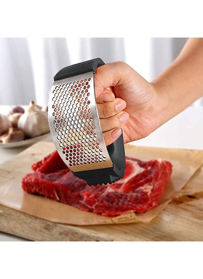 Generic Garlic Press, Stainless Steel Garlic Crusher, Multifunction Kitchen Gadgets Garlic Chopper with Ergonomic Handle, Silicone Garlic Peeler, Multicolor  - Image 3