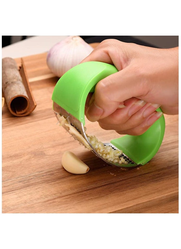 Generic Garlic Press, Stainless Steel Garlic Crusher, Multifunction Kitchen Gadgets Garlic Chopper with Ergonomic Handle, Silicone Garlic Peeler, Multicolor  - Image 5
