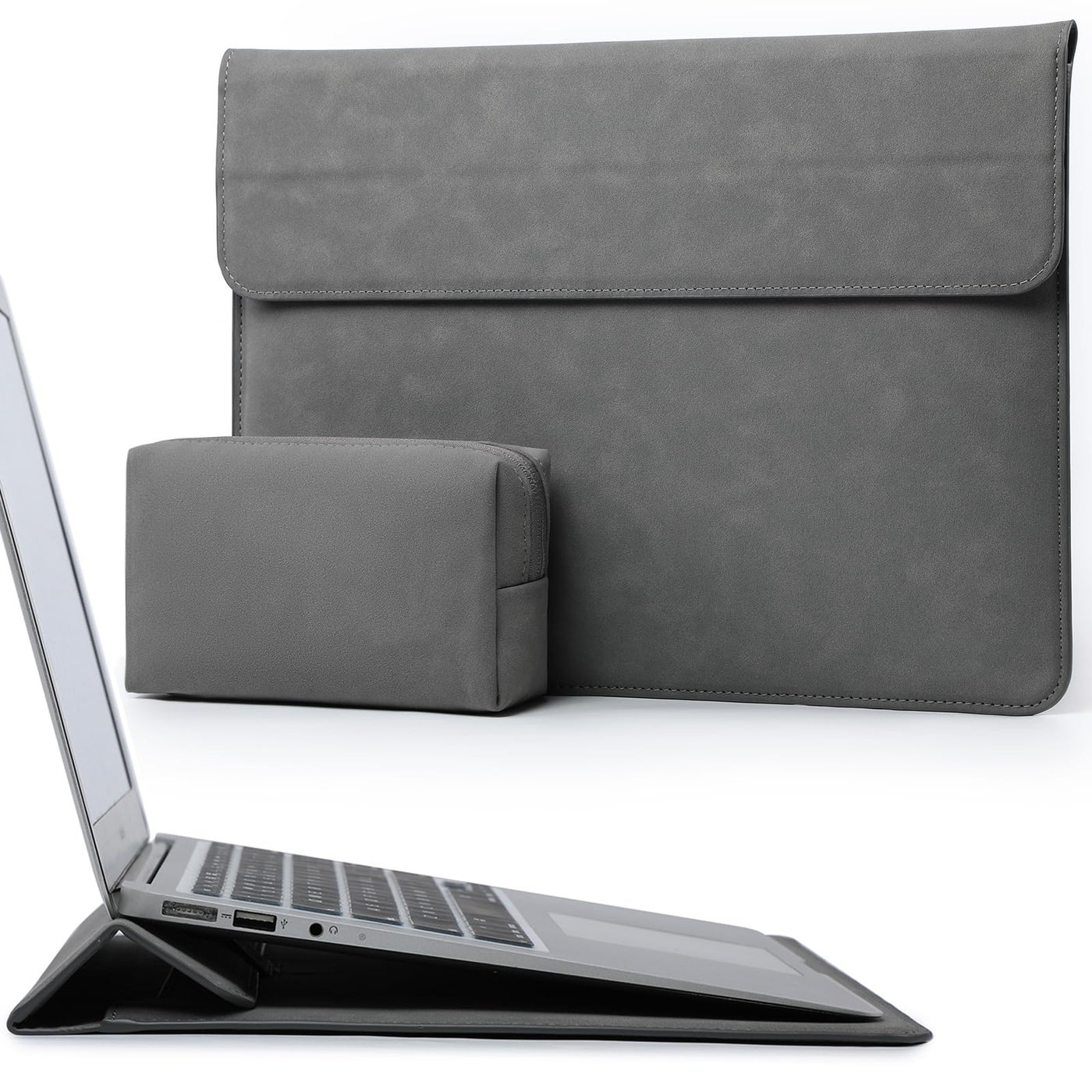 HYZUO 15-16 Inch Laptop Sleeve Case with Stand Feature for MacBook Pro 16 M4/M3/M2/M1 Pro/Max 2024-2019, XPS 15, MacBook Pro 15 2015-2012, Samsung Galaxy Book Flex/Pro 15, Dark Gray