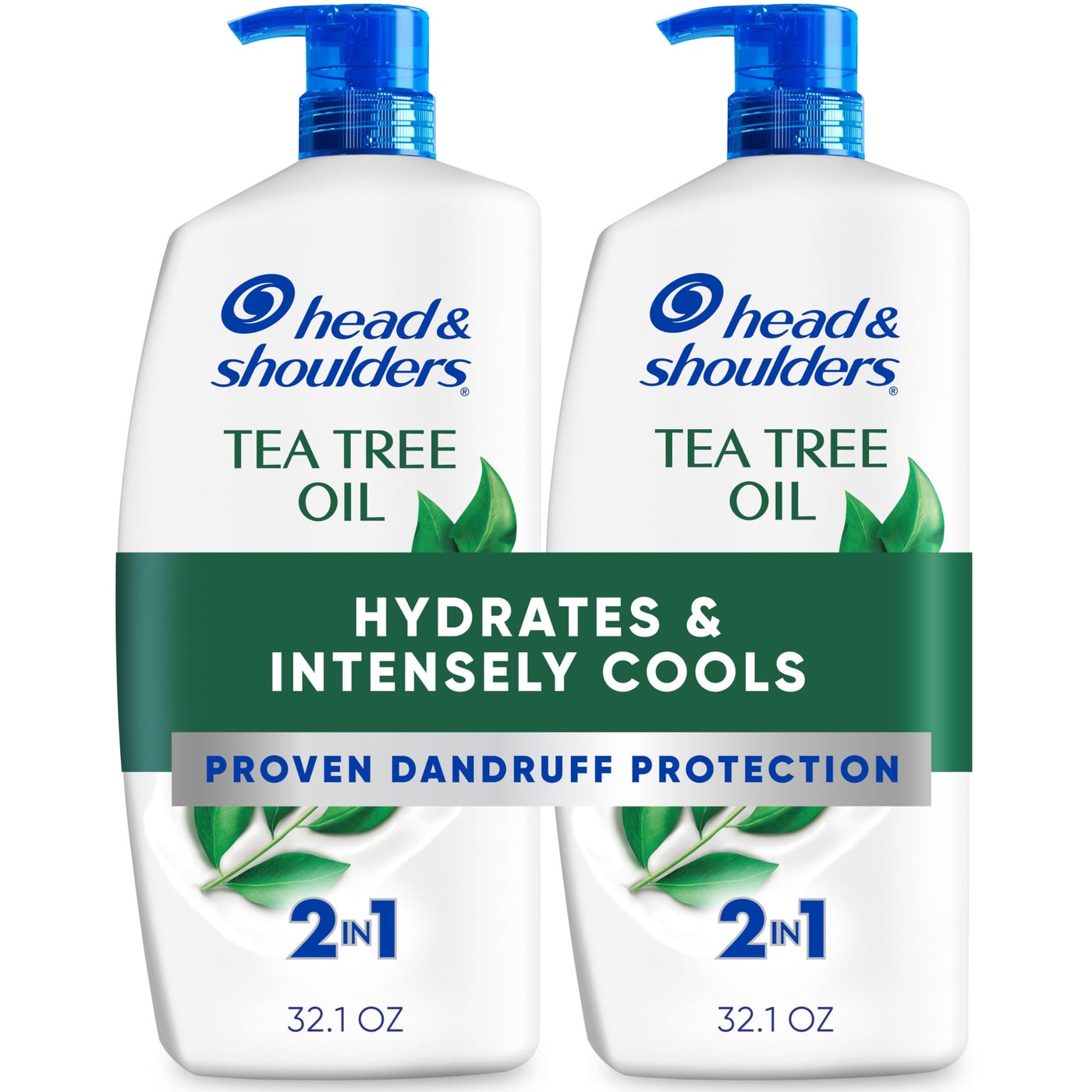 Head & Shoulders Anti-Dandruff Shampoo and Conditioner, Tea Tree Oil 2-in-1 Twin Pack, 1% Pyrithione Zinc, Tea Tree Shampoo with Cooling, Refreshed Scalp, 32.1 fl oz Each