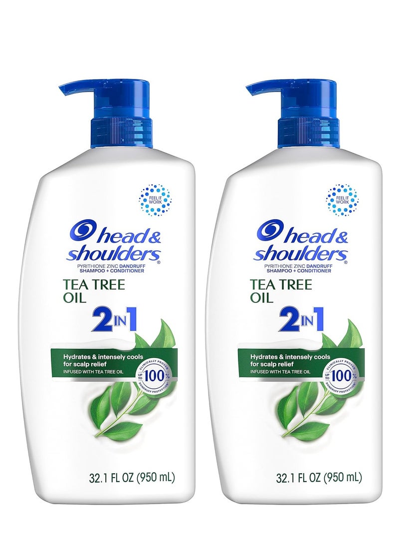 Head & Shoulders Head & Shoulders 2 in 1 Dandruff Shampoo and Conditioner, Anti-Dandruff Treatment, Tea Tree Oil for Daily Use, 32.1 oz Each, Twin Pack  - Image 1