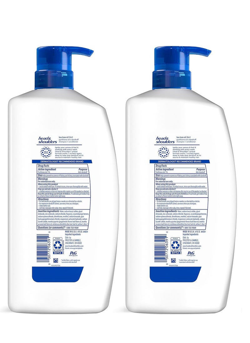 Head & Shoulders - Head & Shoulders 2 in 1 Dandruff Shampoo and Conditioner, Anti-Dandruff Treatment, Tea Tree Oil for Daily Use, 32.1 oz Each, Twin Pack - Image 1