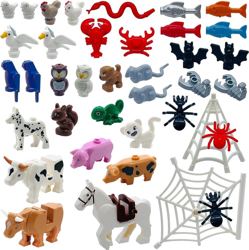 SAIBURAZ 39 PCS Friend Animals Figures Set Building Block Farm Zoo Animals Toy Gift for Kids Boys Girls Age 6Educational Toys Dog Pig Horse Spider Bat etc Fit with Major Brand - Image 2