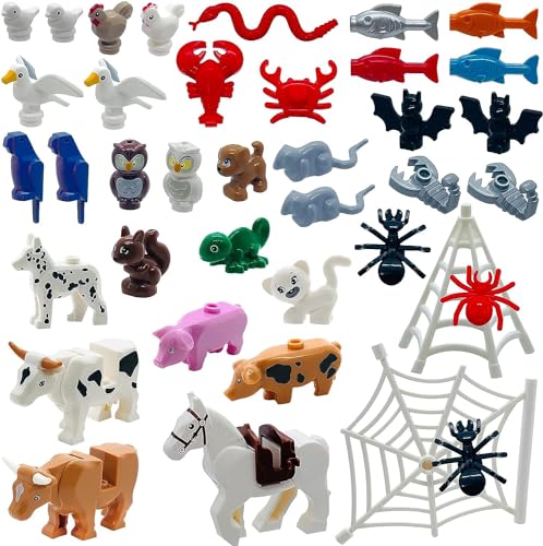 SAIBURAZ 39 PCS Friend Animals Figures Set Building Block Farm Zoo Animals Toy Gift for Kids Boys Girls Age 6Educational Toys Dog Pig Horse Spider Bat etc Fit with Major Brand - Image 1