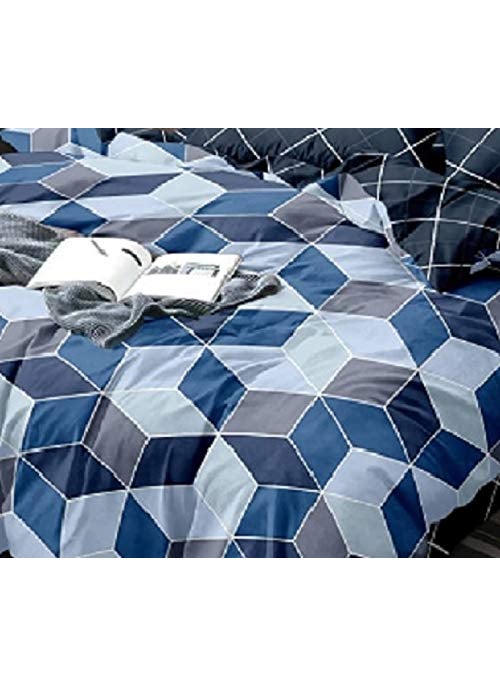 Laying Style Laying Style 350TC Microfiber Glace Cotton AC Comforter Set King Size Double Bed with 1 Flat bedsheet90x100 inch and Two Pillow Covers II 4 pc Bedding SetBox Blue  - Image 2