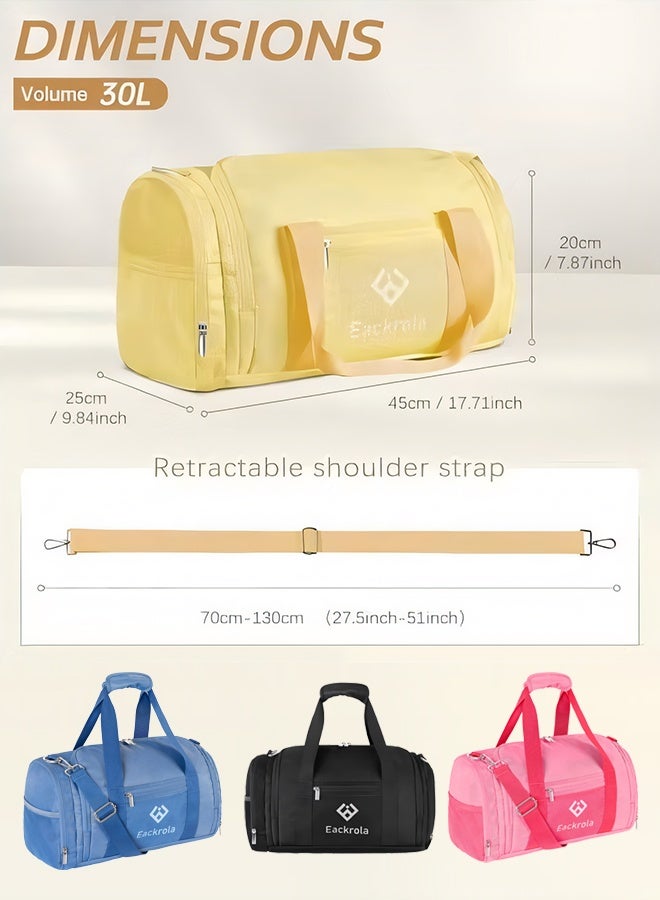 Eackrola Sports Gym Bag for Men & Women with Shoe and Wet Compartment - 30L Duffle Bag for Travel, Gym, Beach & Weekend Trips |Yellow Sports Bag - Image 5