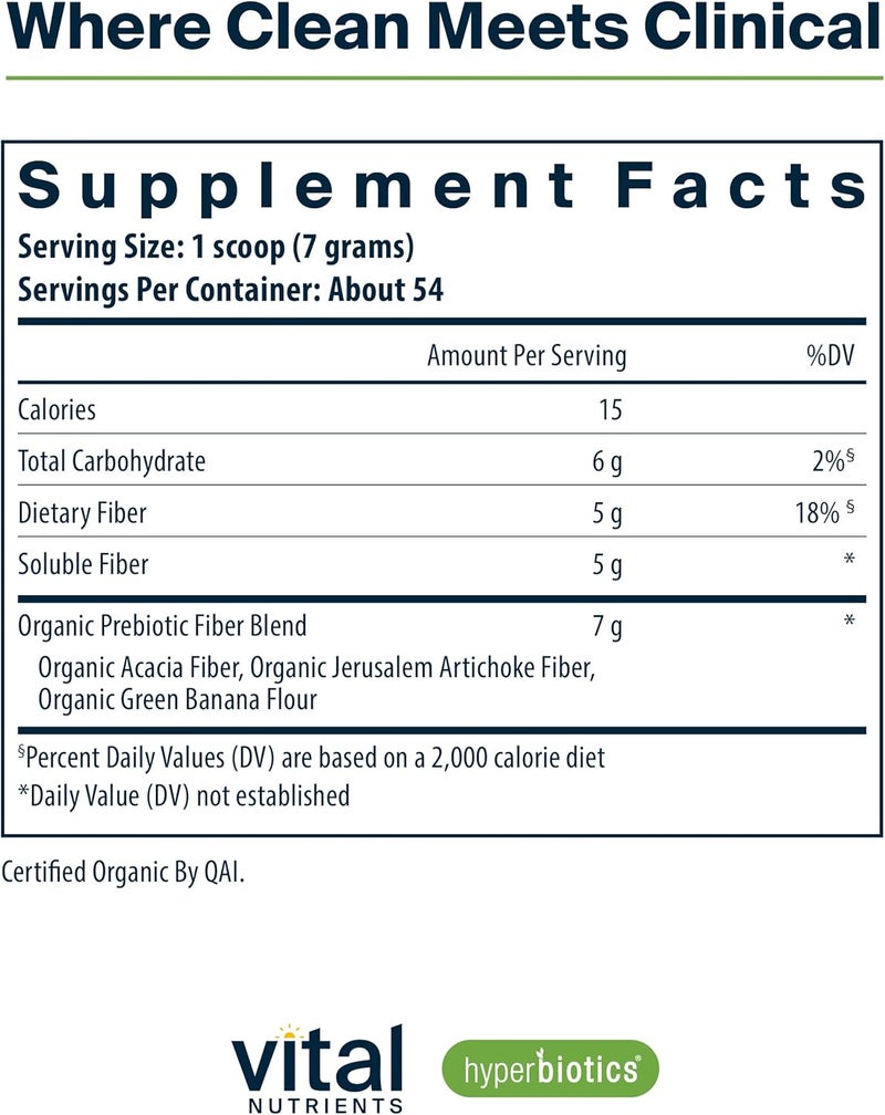 Hyperbiotics Vital Nutrients Organic Prebiotic Fiber Powder  Supports Gut Health and Digestive Regularity  Soluble Fiber Supplement for Women and Men  Vegan Organic Fiber Powder  54 Servings - Image 2