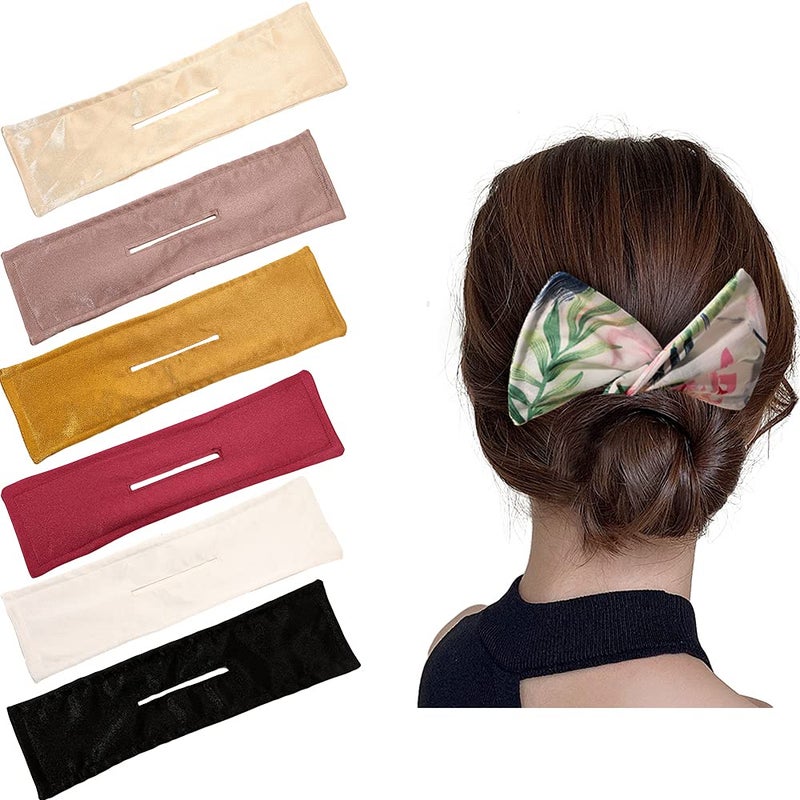 DINPREY 6Pcs Oversized French Twist Hair Bun Maker, Reusable Donut Shaper Cloth Clip for Women's Hairstyles (Solid A) - Image 1