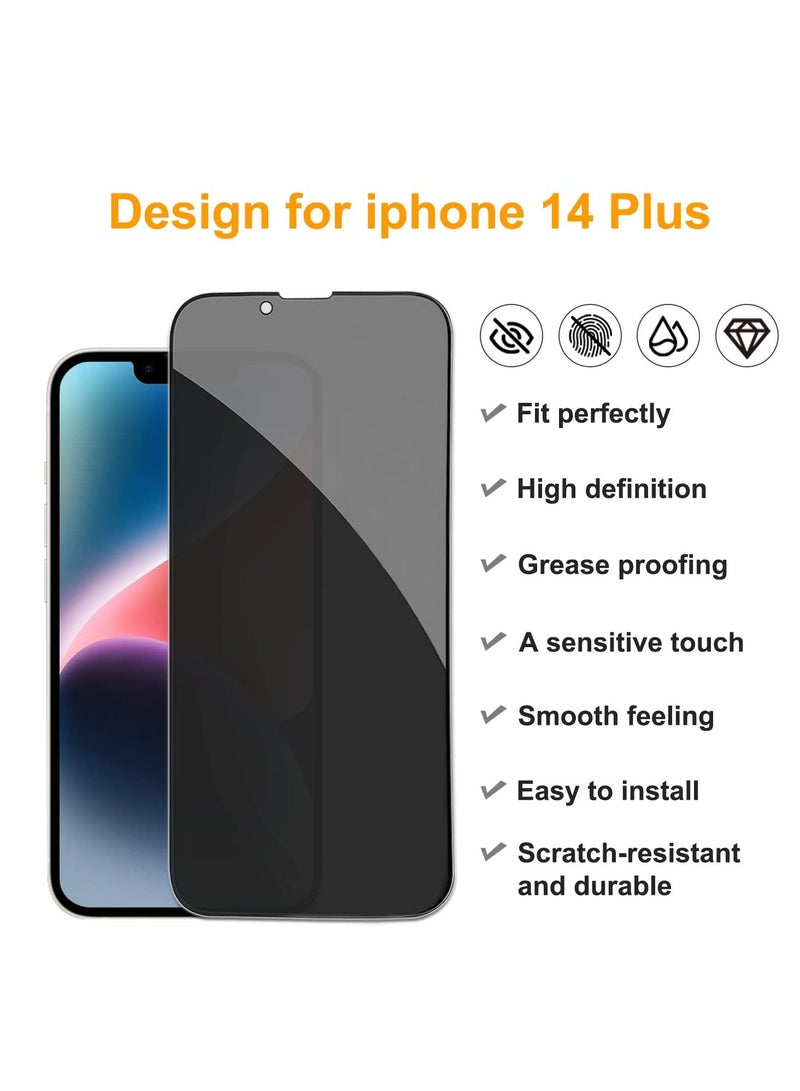 SYOSI 2+2 Pack,Compatible with iPhone 14 Plus Privacy Screen Protector with Camera Lens Protector Full Coverage Anti-Spy Tempered Glass Film Easy Installation Bubble Free for iPhone 14 Plus [6.7 inch] - Image 3