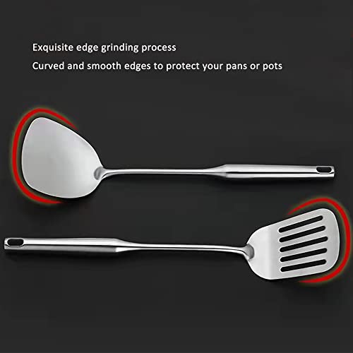 Aiminjey 304 Stainless Steel Kitchen Utensils Set 6 Pcs Cooking Utensil, Spatula, Soup spoon, Leaking shovel, Kitchen Tools Set (6 Pieces Set) - Image 4