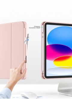ZORIK Case for iPad 10th Generation 10.9 Inch 2022 Built-in Pencil Holder Flexible Back Cover, Trifold Stand, Auto Sleep Wake Rebound Series Pink  - Image 2