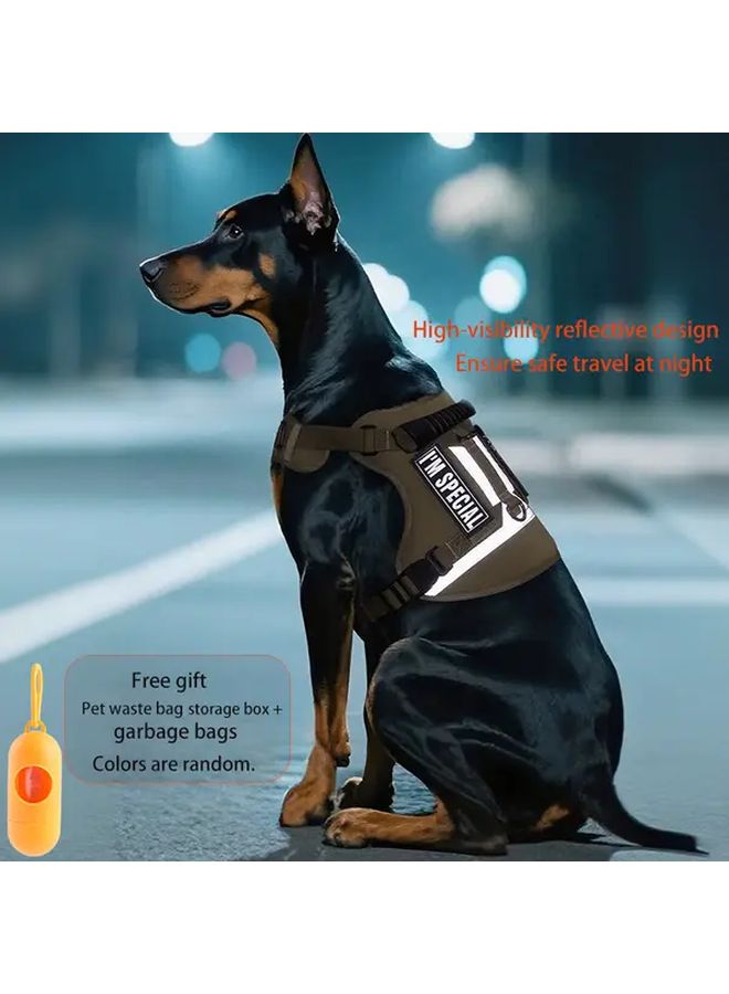 Large Dog Tactical Harness Vest With Handle Adjustable Reflective Strap Size L Rose Red - Image 1