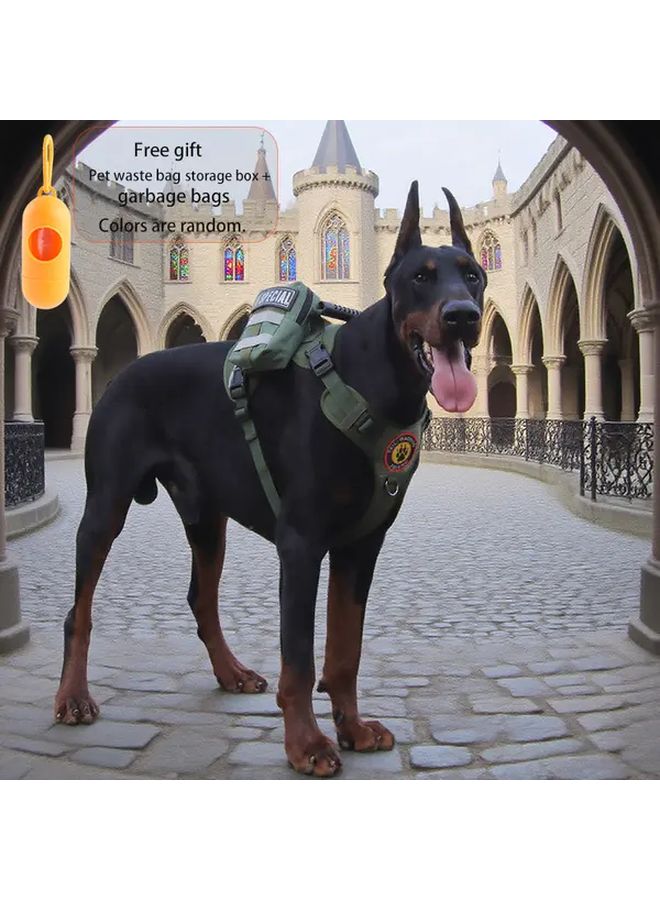 Large Dog Tactical Harness Vest With Handle Adjustable Reflective Strap Size L Rose Red - Image 2
