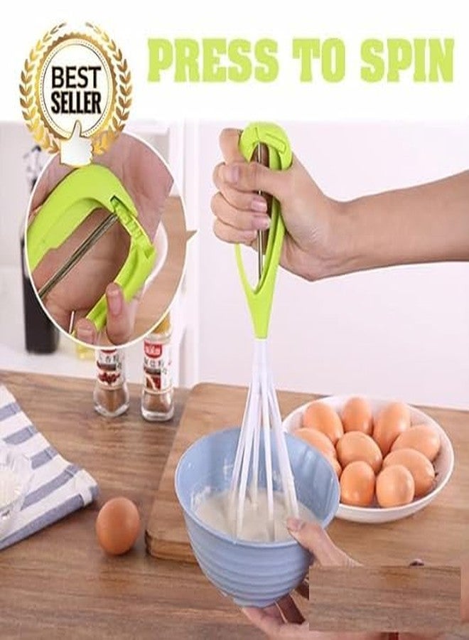 QUALIZA Whisk Egg Beater, Multifunctional Egg Beater for Whisking Blending Beating Stirring Whisks for Cooking, Rotating Hand Blender Mixer - Image 3