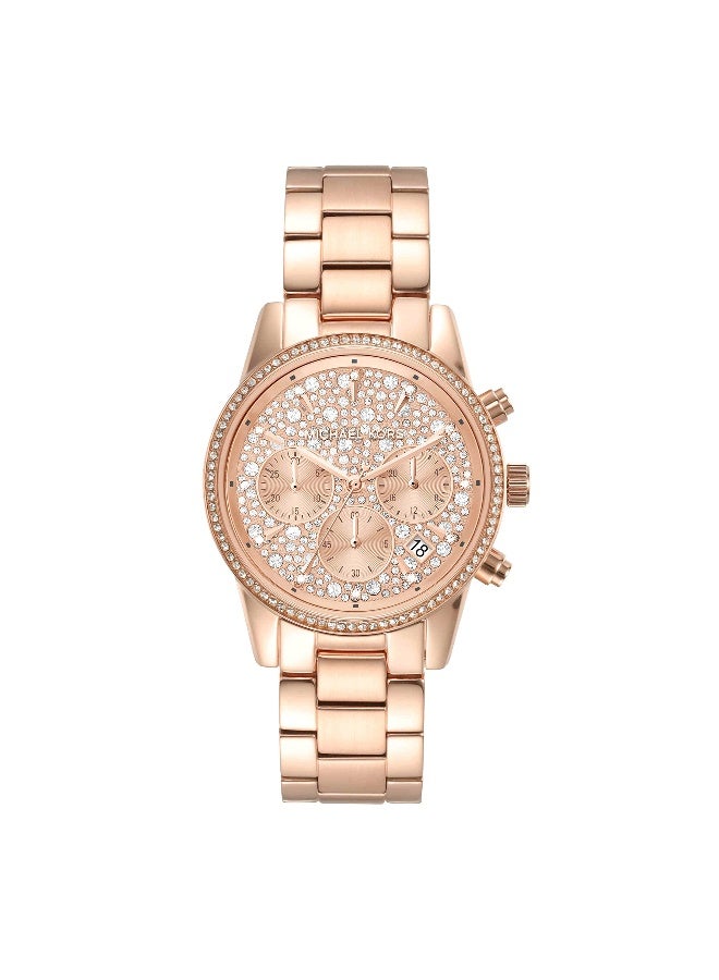 مايكل كورس Women Michael Kors Women's Ritz Rose Gold Chronograph Watch - Image 1