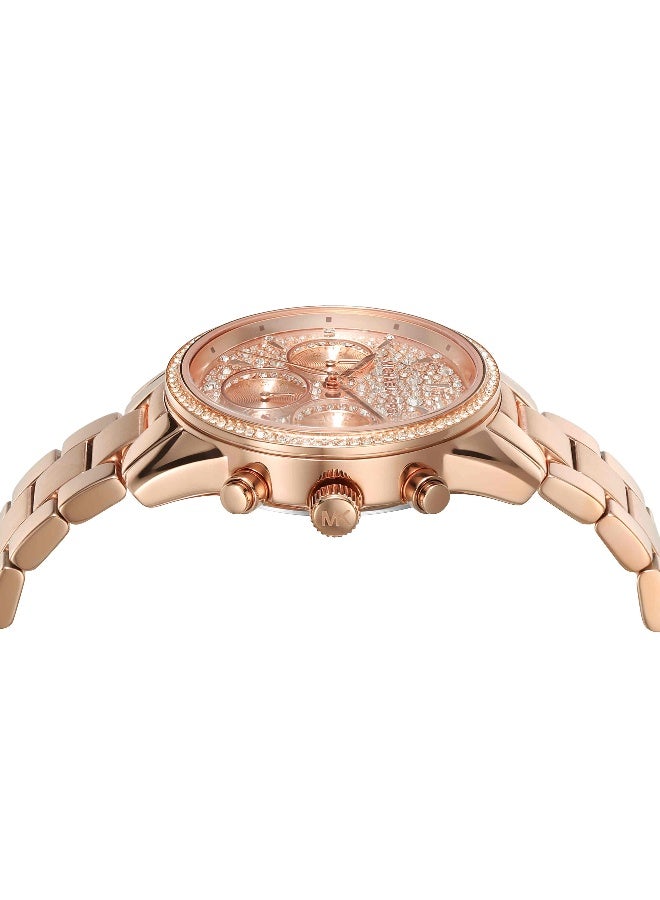 مايكل كورس Women Michael Kors Women's Ritz Rose Gold Chronograph Watch - Image 3
