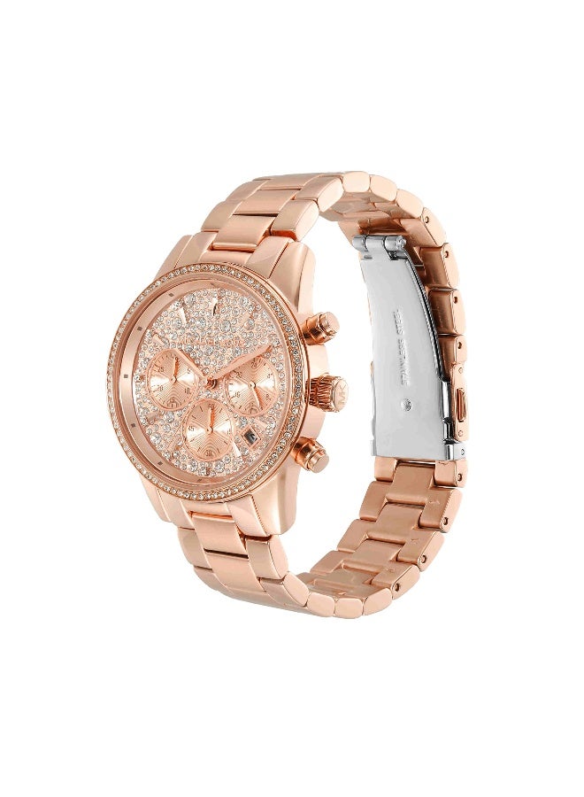 مايكل كورس Women Michael Kors Women's Ritz Rose Gold Chronograph Watch - Image 2