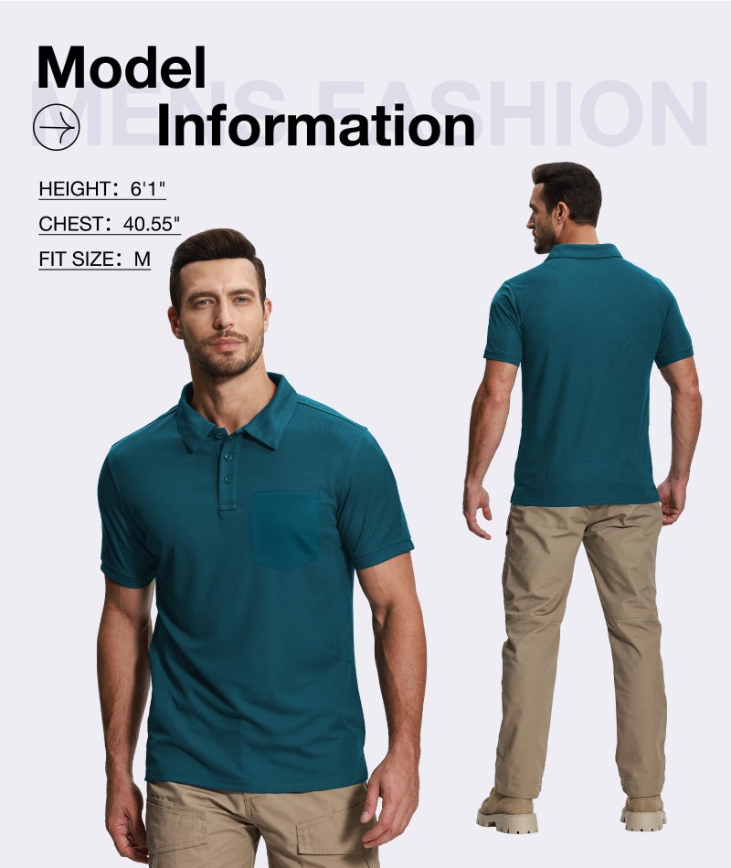 SCODI 7 Pack Polo Shirts for Men with Pocket Moisture Wicking Golf Polo Shirt Short Sleeve Outdoor Work Tactical Tshirt Navy Black Green lightkhaki WineRed lightblue tealblue L - Image 4