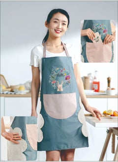 XiuWoo 3-Pack Adjustable Waterproof Kitchen Cooking Aprons with Sleeves 1 Pair Blue Rabbit  - Image 2