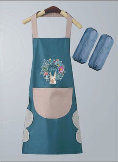 XiuWoo 3-Pack Adjustable Waterproof Kitchen Cooking Aprons with Sleeves 1 Pair Blue Rabbit  - Image 1