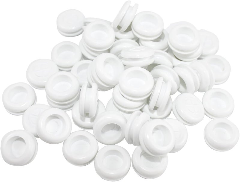 EASYEAH Store 1/2 Rubber Grommets for Wiring, 3/8 in ID Double-Sided Rubber Plugs for Round Holes, Firewall Grommet Automotive, Wire Cable Protection for Metal Electric Box, 50 Pcs 10x12 mm, White - Image 1