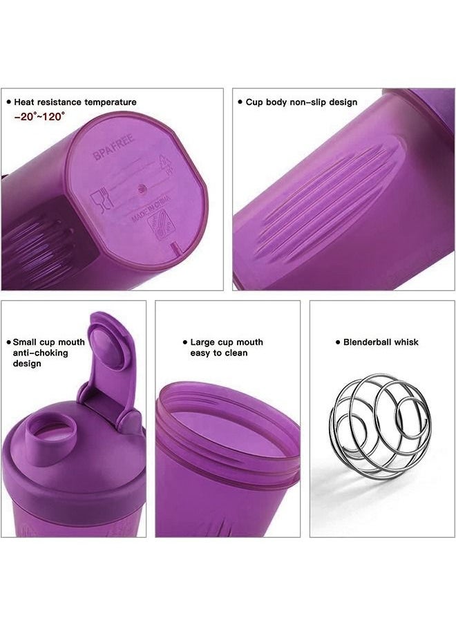 Generic - Protein Shaker Bottle Blender Leakproof Cup, Plastic BPA Free Sport Water Bottle with Stainless Whisk Blender Ball, Fitness Water Bottle 400 ML (Purple) - Image 1