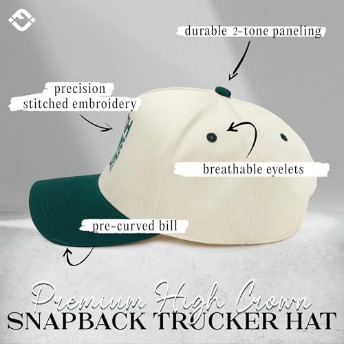 Funky Junque Green Vintage Snapback Trucker Cap, Embroidered Adjustable St Patrick's Day Irish Hat for Men and Women - Irish Goodbye Expert - Green/Beige - Image 3