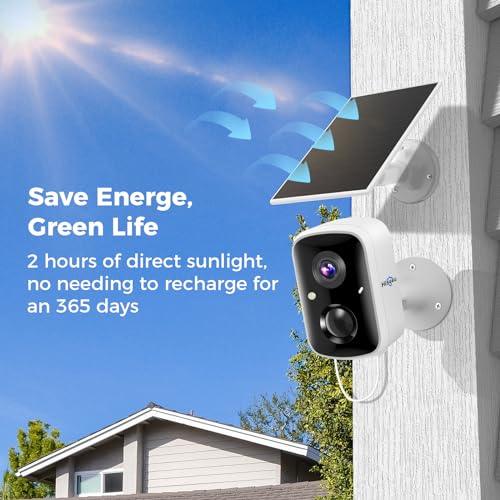 Hiseeu Solar Camera Security Outdoor, 3 Pack 100% Wireless 3K 4MP Surveillance Indoor WiFi Smart Cameras for Home Security Outside, PIR/AI Motion Detection, Waterproof, Color Night Vision, 2-Way Audio - Image 3