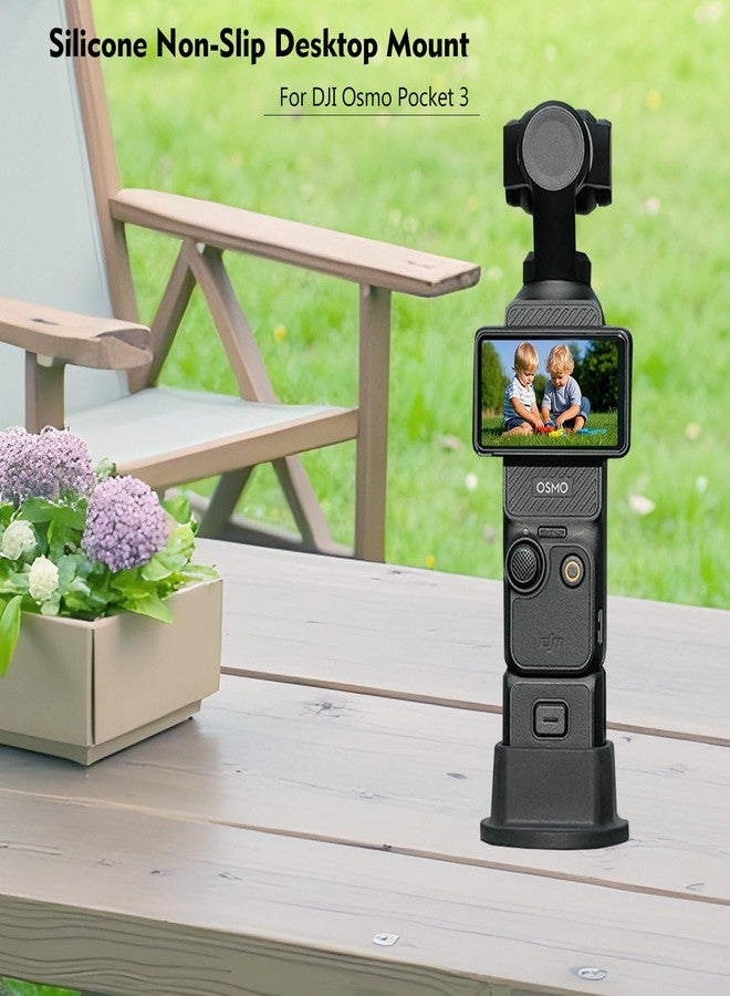Suptig Tripod Mount, Silicone Non-Slip Desktop Mount for DJI Osmo Pocket 3, Osmo Pocket 3 Accessories(Black) - Image 3