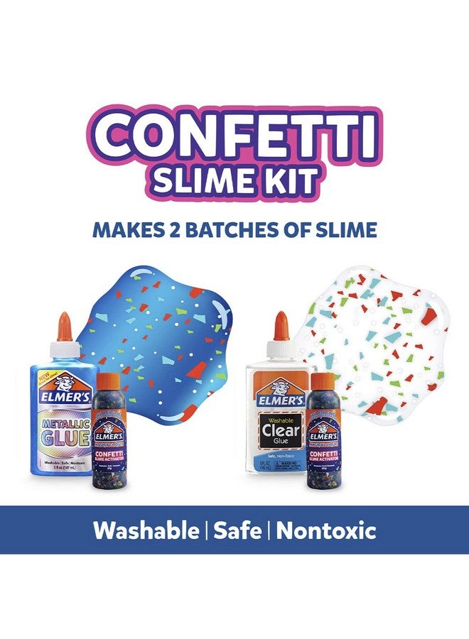 Elmer's Confetti Slime Kit, Contains Metallic & Clear Glue, Confetti Magical Liquid Slime Activator, Ideal for Kids, Classroom, Parties & Prizes, 4 Count - Image 3