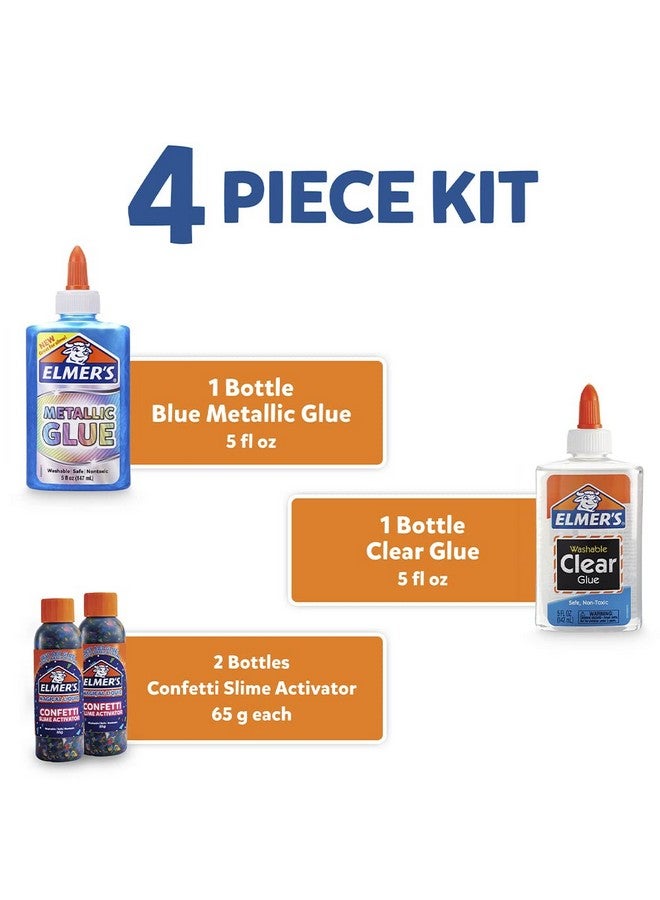 Elmer's Confetti Slime Kit, Contains Metallic & Clear Glue, Confetti Magical Liquid Slime Activator, Ideal for Kids, Classroom, Parties & Prizes, 4 Count - Image 4