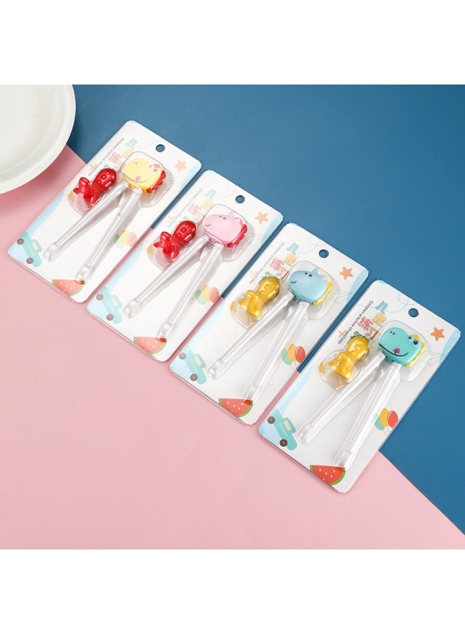 Creative Cartoon Children's Practice Chopsticks Portable Baby Feeding Training Chopsticks Meal Study-Color:Insert Card With Tiger Mouth Chopsticks-yellow Dinosaur  - Image 5